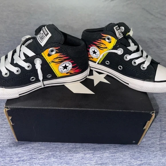 Converse Kids Black and Yellow Flame Sneakers - Picture 10 of 12